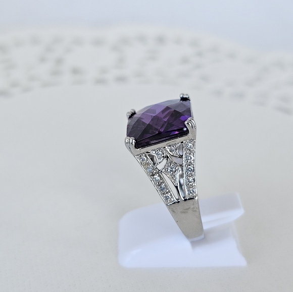 Ross Simons Checkerboard Cut Amethyst Ring Size 7 - Picture 5 of 17